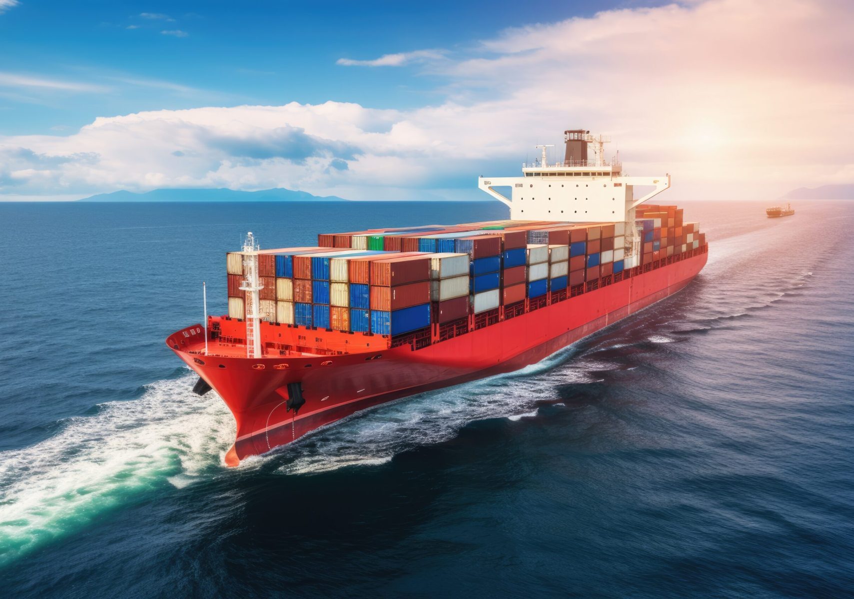 Cargo ship with container in the sea. Freight transportation. Aerial view of Container ship or cargo shipping business logistic import and export freight transportation, AI Generated